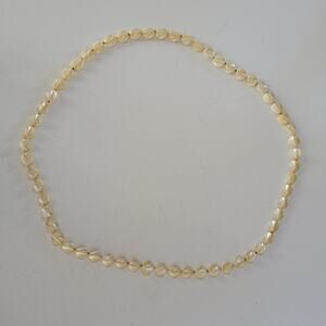 Vintage Ivory Bead Necklace Shimmery Round Beads with Gold Spacers Retro Jewelry